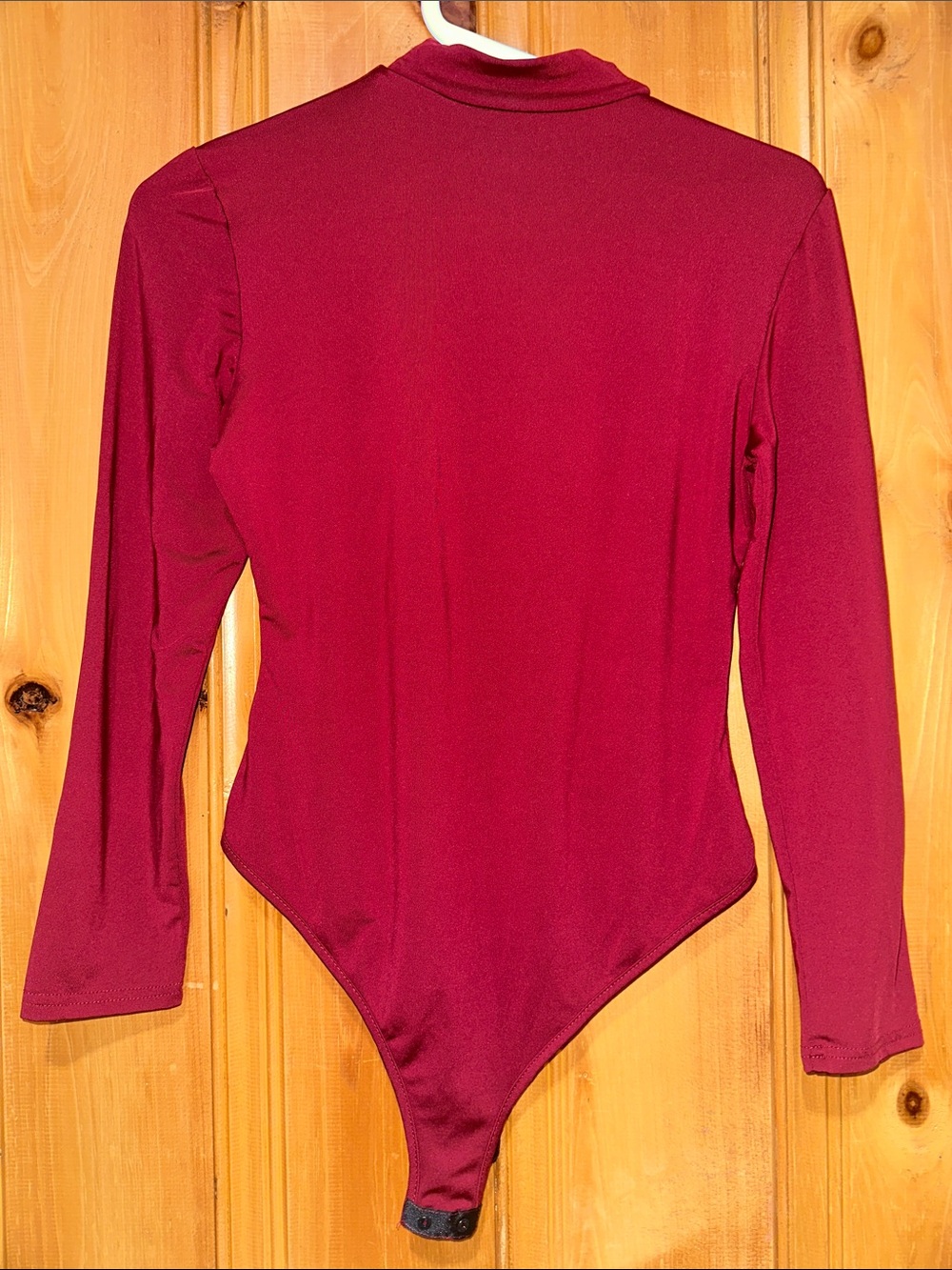 SHEIN Long-Sleeve Wine Red Bodysuit